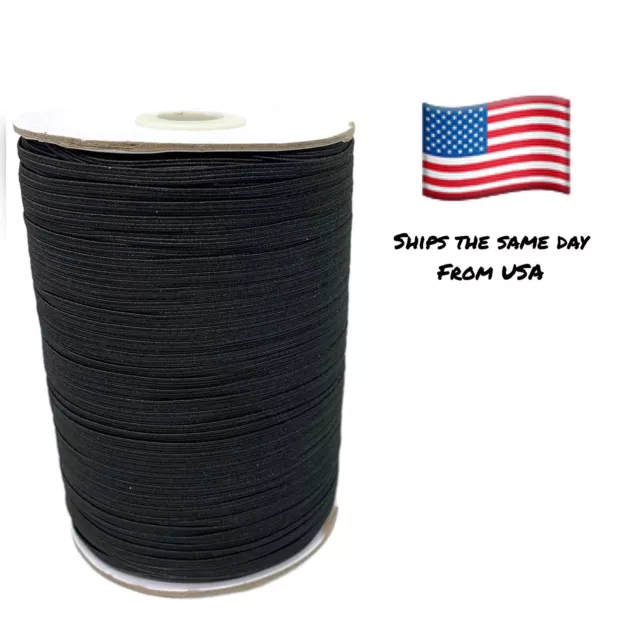 200 Yards 1/8(3mm) BLACK Elastic Band/ Ribbon/Rope