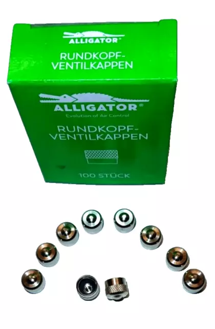 10x Alligator Rundkopf Ventilkappe VG8 kurz Metall Ventil PKW Motorrad