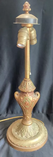 Antique Art Nouveau Signed Pairpoint Lamp Base Only 4 Leaded Puffy Glass Shade