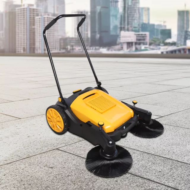 41"Hand Push Sweeper Walk-Behind Pavement Street Sweeping Floor Cleaner Tool