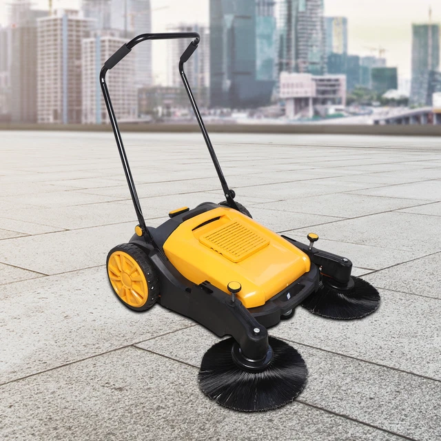 41"Hand Push Sweeper Walk-Behind Pavement Street Sweeping Tool Cleaner Floor NEW