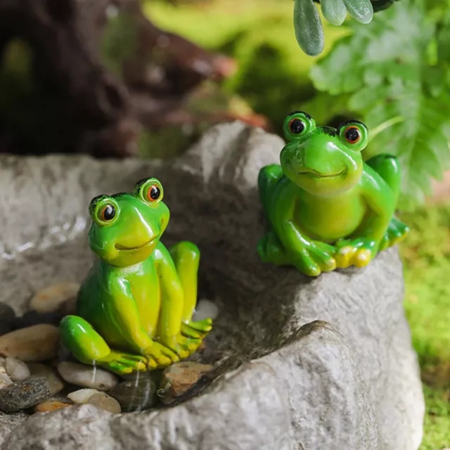2 mini figure di rana resina rane giardino delle fate acquario ornamenti-CR