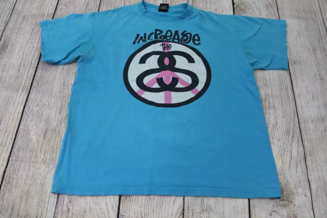 Stussy Gear Increase The Peace Monogram Circle Tee 'Blue' | Men's Size M