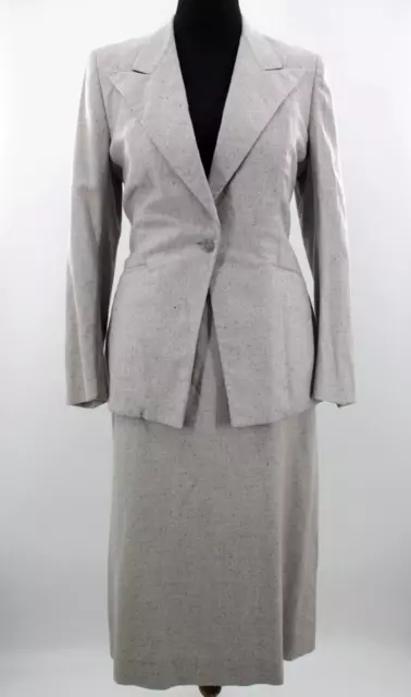 VTG Women's 40s 50s 2PC Gray Jacket & Skirt Suit Set 1940s 1950s Sz L Suit