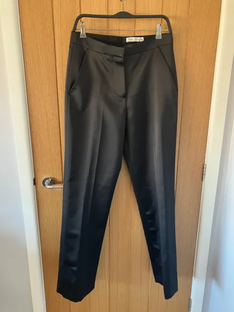 ZARA NEW WOMAN Ss24 Black Darted Wide-Leg Trousers Ref:1478/024