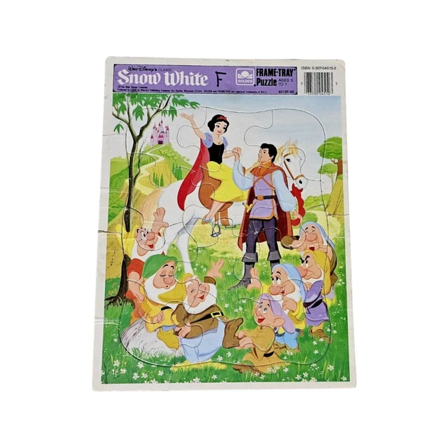 VINTAGE 1980 DISNEY’S Snow White and the Seven Dwarfs Golden Frame Tray ...