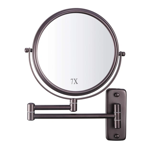Wall Mounted Makeup Mirror, 1X/7X Magnifying Mirror, 360° Swivel Dou...