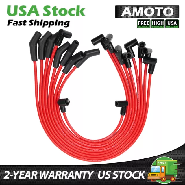 M-12259-C301 10PCS Spark Plug Wires for Ford 5.0L 5.8L SB SBF 302 Red 6559558