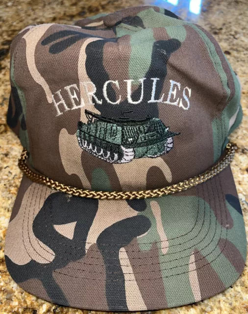 VTG Hercules Tank Camo Rope Snapback Cap Hat Trucker San Sun Rare Unique