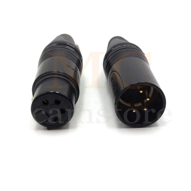 Black XLR Male Female Connector 4 Pin Neutrik Silver Plated Contacts