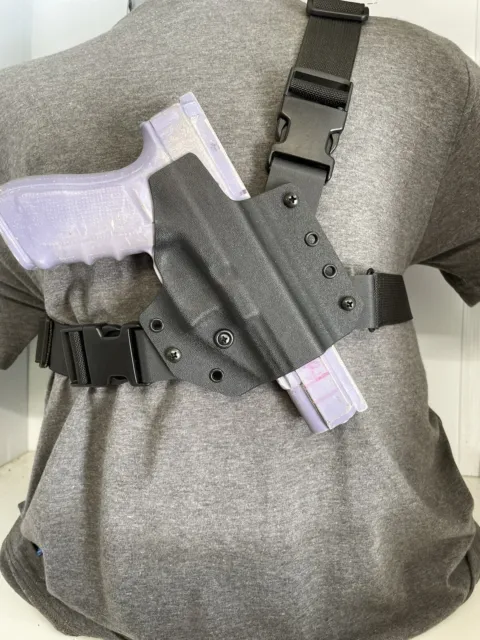 CUSTOM TACTICAL BLACK Kydex Chest Holster Rig For Glock 20,21,40,41 MOS ...