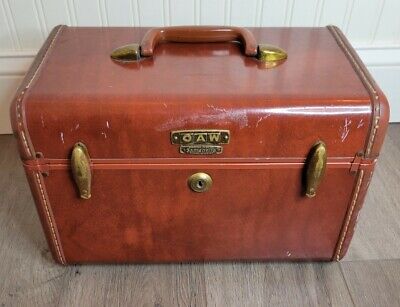 Vintage Samsonite Shwayder Bros Leather Luggage Train Case  #4912 Tan/Brown