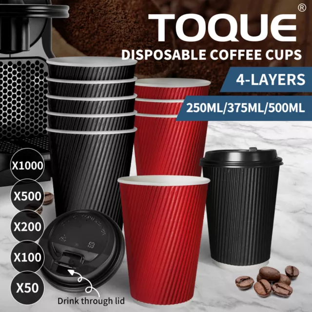 Disposable Coffee Cups With Lids 8OZ 12OZ 16OZ Thicken Paper Takeaway BPA Free