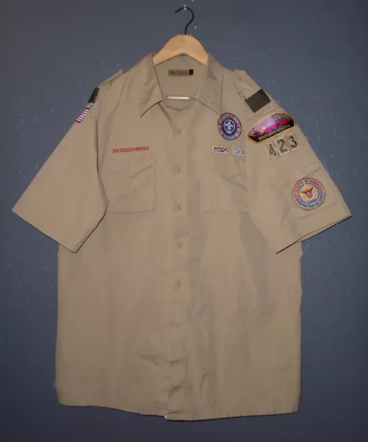 BOY SCOUTS Uniform POPLIN Shirt BSA #423 Short Sleeve Scout Mens XL