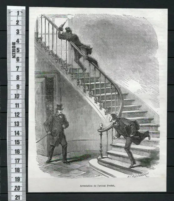 G50 / Gravure 1872 /  Arrestation De L Avocat Protot