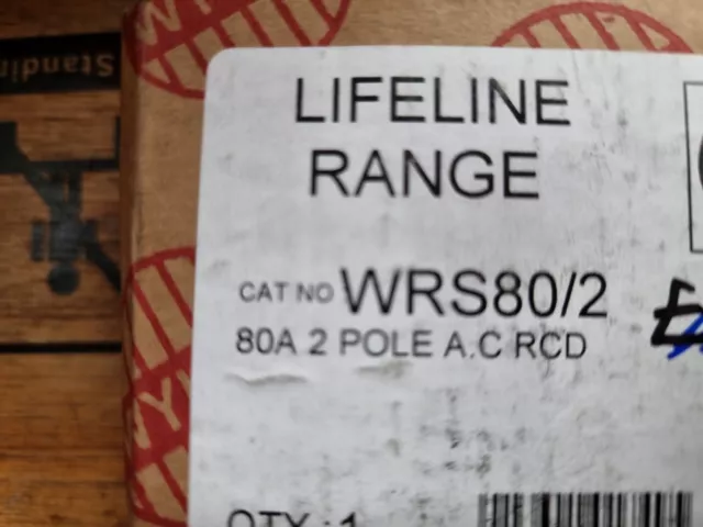 Wylex Lifeline Range Wrs80/2 80A 2 Pole Ac Rcd Price Reduced To Clear 2