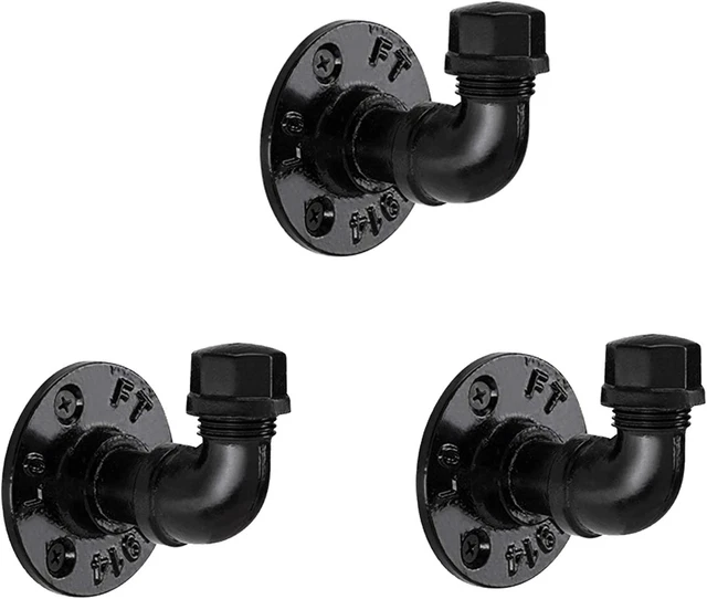 Industrial Pipe Hooks 3 Pack,  Iron Robe and Towel Hook, Heavy Duty DIY Wall Mou