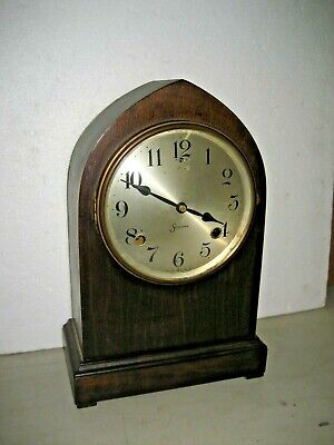 Antique Sessions Wood Case 8-Day Arch-Top Mantel Kitchen Chime Clock Working