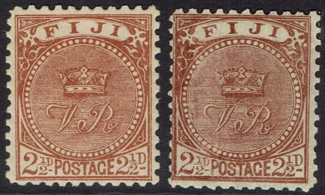 Fiji 1891 Vr Monogram 2½D Both Shades Perf 11 X 11¾