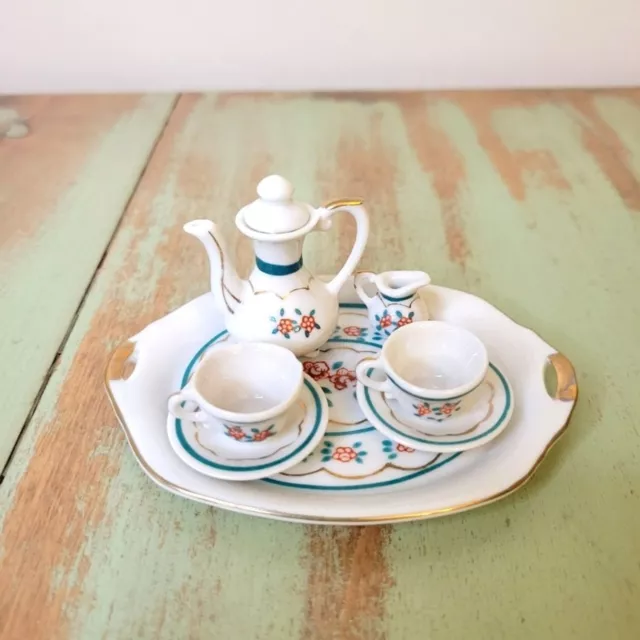 Vintage Shackman Porcelain Handpainted Floral Mini Tea Set - Made in Japan