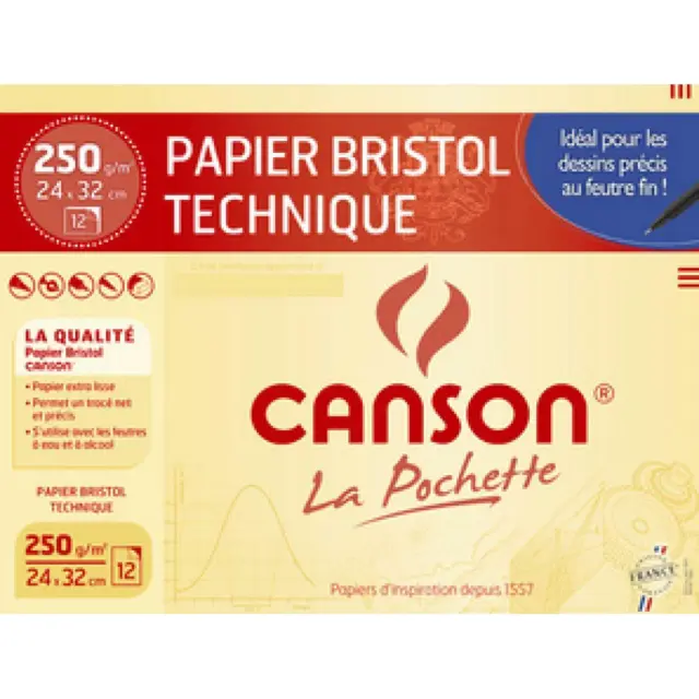 Zeichenpapier Bristol, 240 x 320 mm, 250 g/ qm CANSON C200457101 (3148954571010)