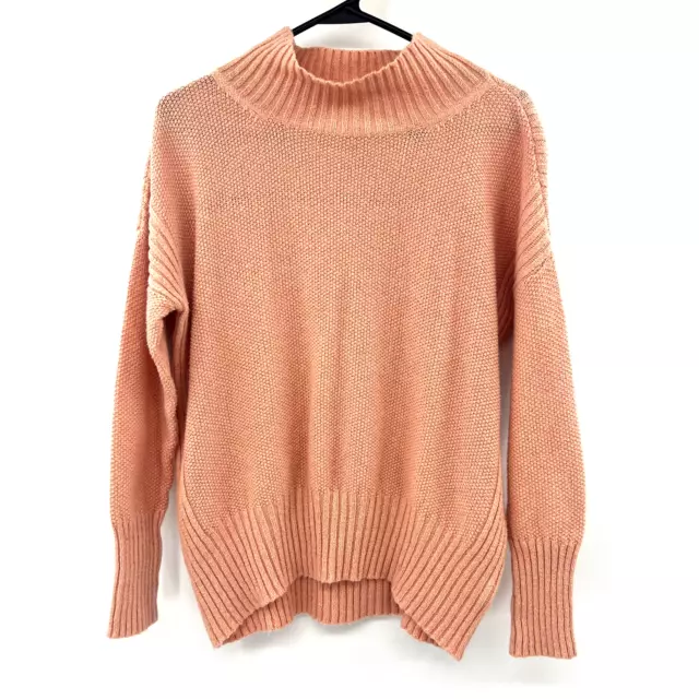 Anthropologie Angel of The North Aisla Peach Mock Neck Pullover Sweater Womens M