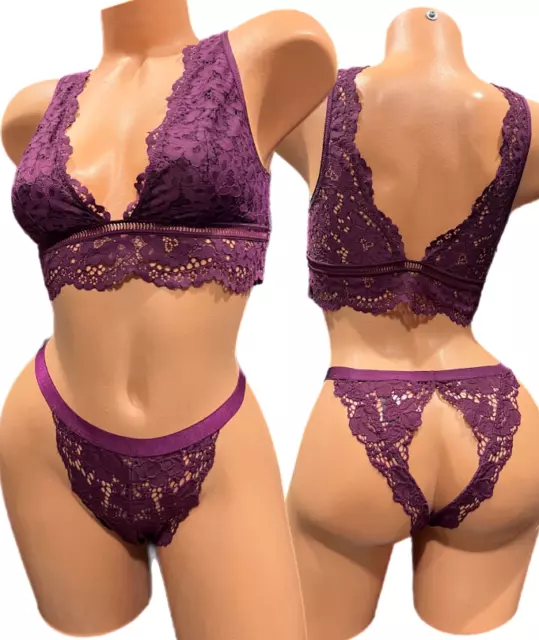 Victorias Secret Very Sexy Unlined Embroidered Demi Bra Set Shimmer Icy  Lavender