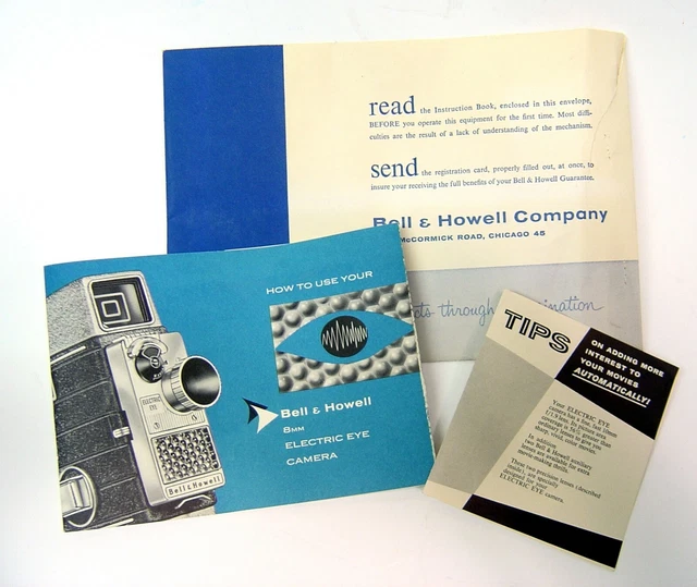 B&H ELECTRIC EYE 8mm CAMERA "HOW TO USE" MANUAL BELL HOWELL ORIGINAL PRINT MINT