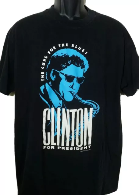 Vintage 1992 Bill Clinton For President Campaign 90s T-shirt XL Jazz Blues Music