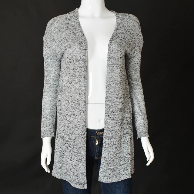 H&M Divisé Femmes Cardigan Manches Longues Ouvert Avant Tricoté Taille Eu S Gris