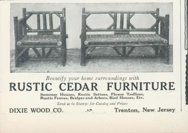 1926 Dixie Wood Company Rustic Cedar Furniture Chairs Vintage Print Ad HB1