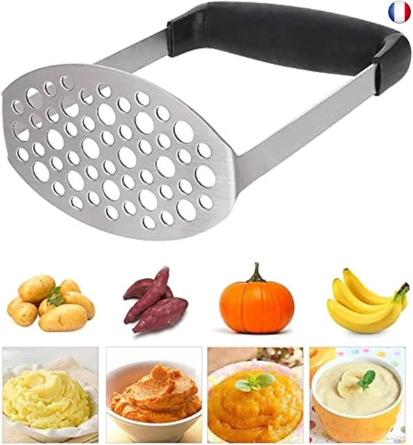 Presse Purée Acier Inoxydable Avec 3 Filtres - Ustensile Cuisine Ergonomique Pour Purée Pommes De Terre Et Légumes