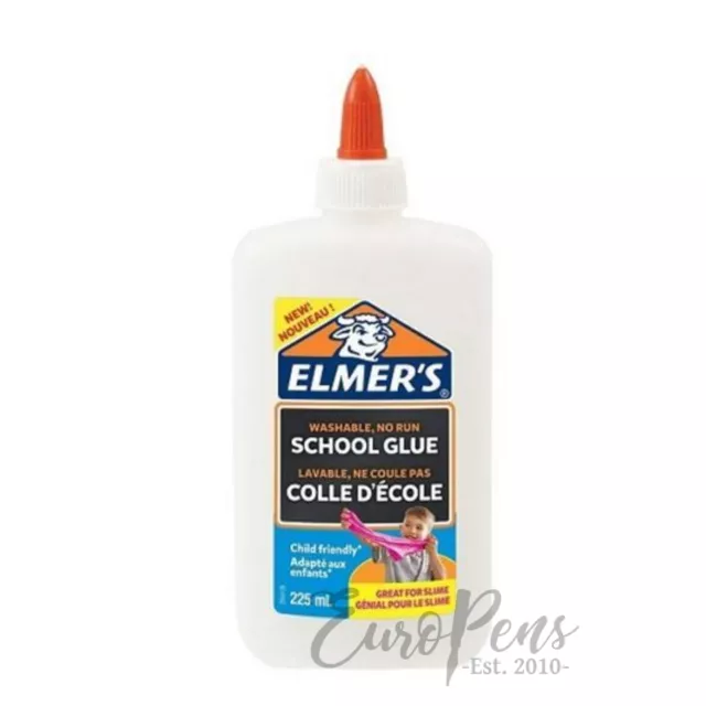 Elmers White Washable No-Run PVA School Glue - Make slime! - 225ml