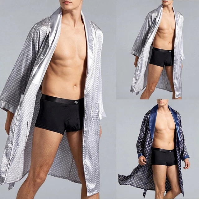 Pigiama di lusso raso uomo kimono accappatoio abito accappatoio pjs-loungewear