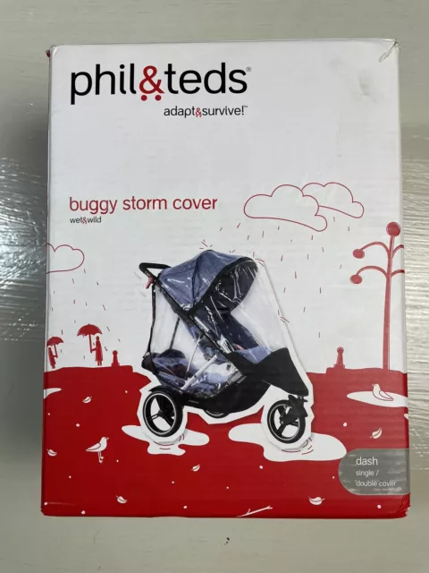 Phil & Teds Clear Dash Single / Double Buggy Storm Rain Cover Baby Stroller