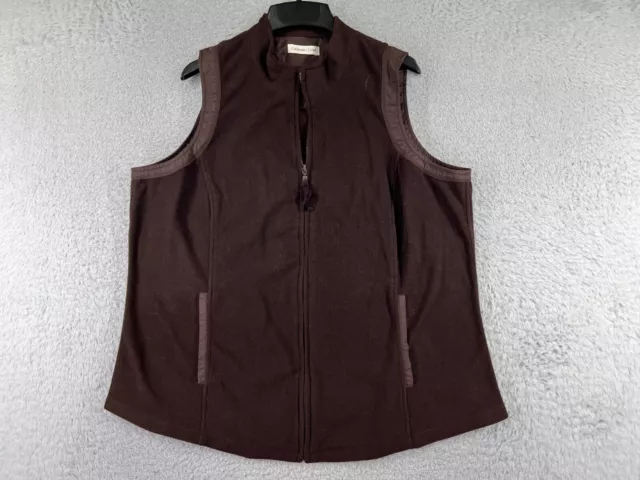 Coldwater Creek Vest Womens Extra Large Brown Full Zip Polyester Fleece