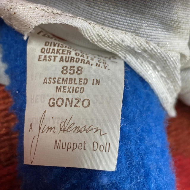 Vintage 1981 The Great Gonzo 14” Dress-Up Plush Doll FP Muppets No Box 6