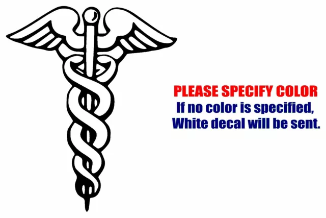 Caduceus Medical Symbol JDM Funny Vinyl Decal Sticker Car Window Bumper  7"