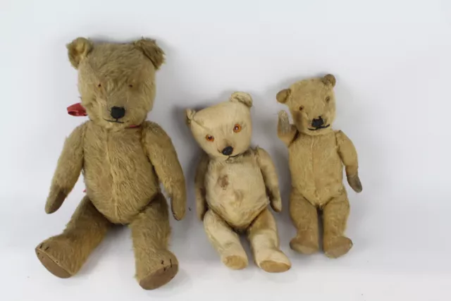 Teddy Bears Chiltern Vintage Mohair Inc Plastic Nose, Hugmee, Flatface x 3