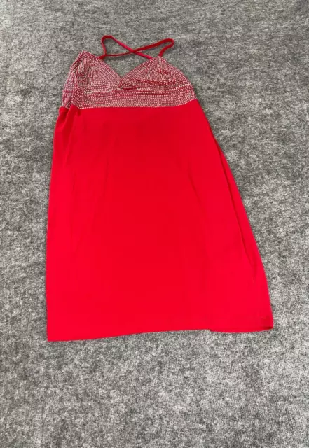 Body Flirt Shift Dress Women XS Mini Party Sequin Beaded Red Sleeveless N147