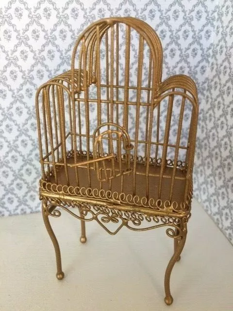 Bird Cage In Brass 1;12Th Scale Dolls House Miniature