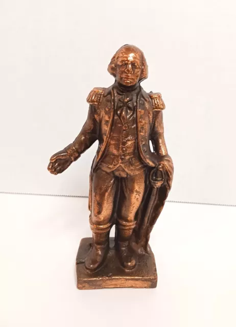 Vtg George Washington Still Figural Cast Iron Bronze Colored Coin Bank Heavy