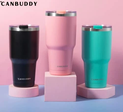 CANBUDDY 30 oz Tumbler with Lid and Straw and Handle - Travel Coffee Mug 2