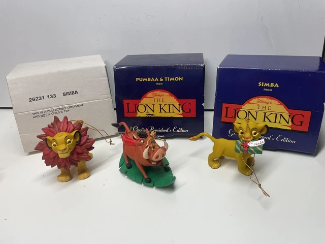 LOT DE 3 ornements de Noël Grolier Presidents Disney Roi Lion Simba