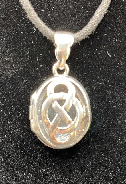 Celtic Infinity Knot Locket Sterling Silver On Braided Cord Necklace VINTAGE Celtic Infinity Knot Locket Sterling Silver On Braided Cord Necklace VINTAGE