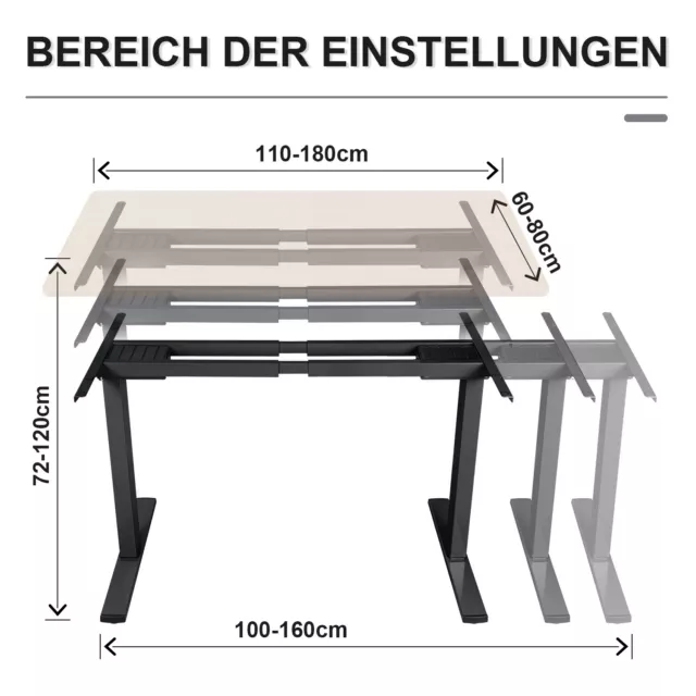 Höhenverstellbares Tischgestell für Schreibtische,elektrisch Höhenverstellung 2