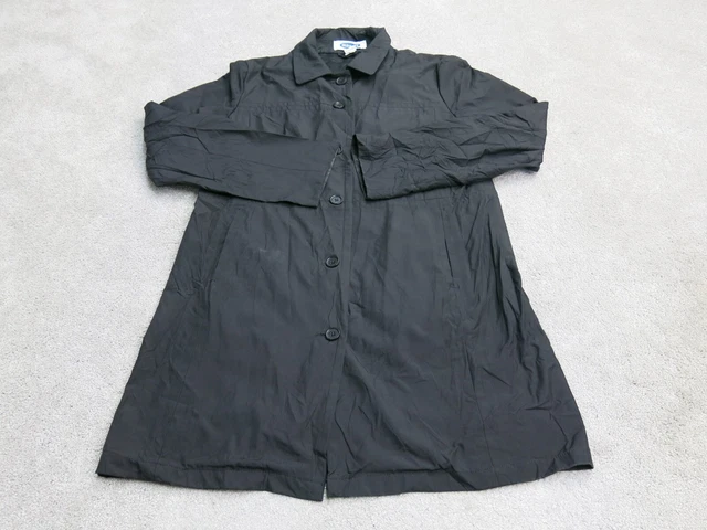Old Navy Women Trench Coat Single Breasted Long Sleeves Pockets Black Size Large