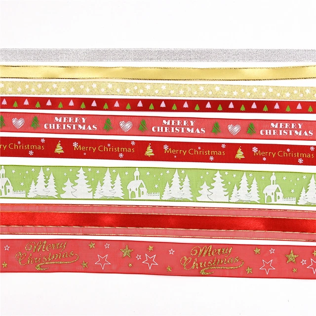 3 Sets Bänder Weihnachten Band Wired Frohe Weihnachten Band 7