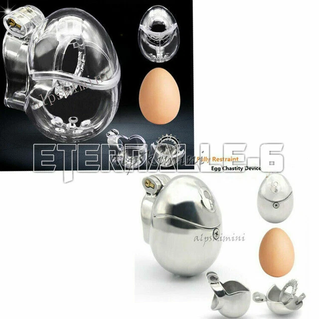 STAINLESS STEEL PC Egg Type Fully Restrained Male Chastity Device Cage ...