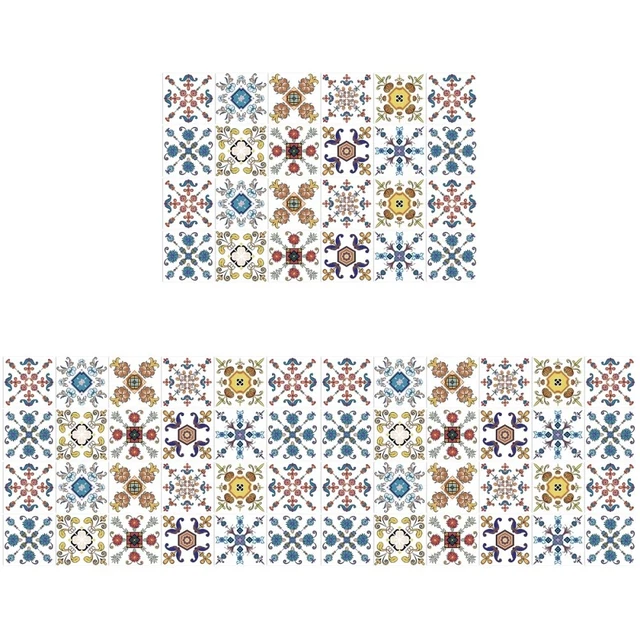 Pwshymi - Autocollant Mural De Carrelage Style Bohème Antidérapant Amovible Imperméable 10Pcs